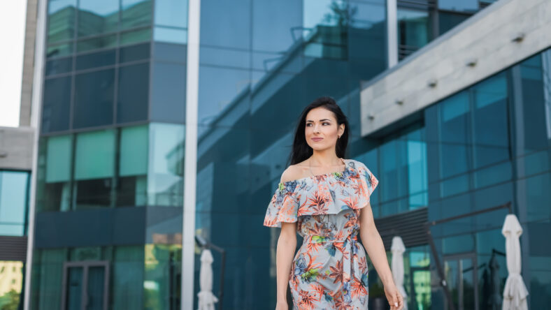 portrait of young lovely luxury girl outdoors.