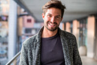 One handsome young man in urban setting