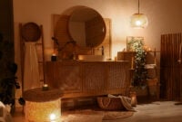 Interior of bathroom with sink, ladder and