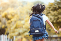 Back to school. Cute asian child girl