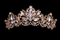 golden diadem with diamonds isolated on black