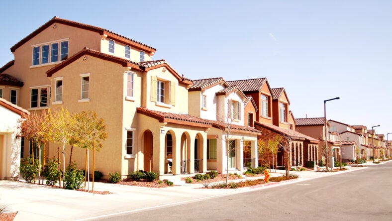 Suburban houses in a quiet southwestern neighborhood