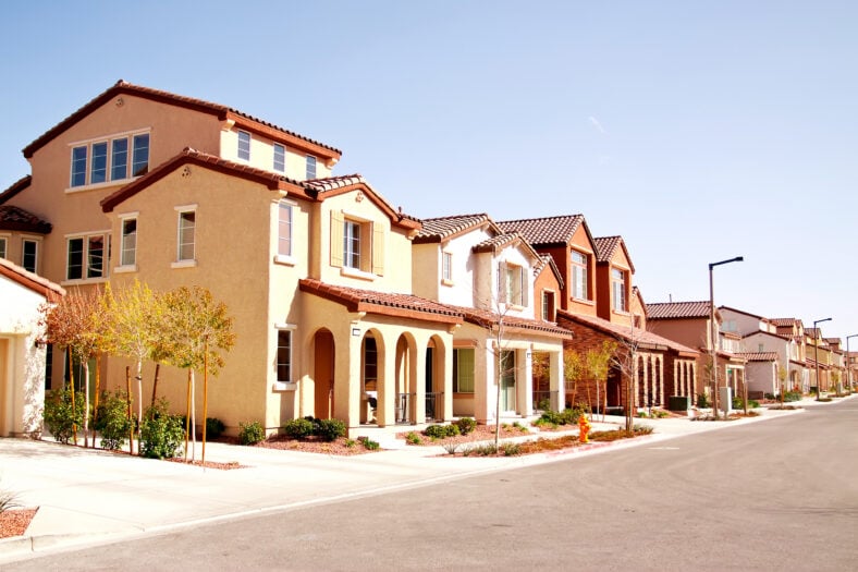 Suburban houses in a quiet southwestern neighborhood
