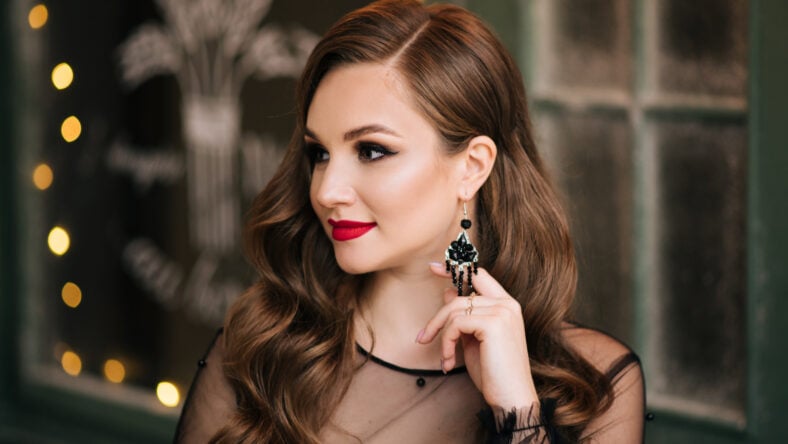Portrait of a beautiful brunette with curls