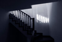 Scary dark stairs to the loft. Black