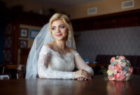 Portrait of a cute bride with a