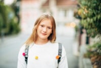 Outdoor portrait of adorable 10-12 year old