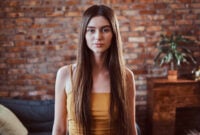 Portrait of beautiful young woman with long
