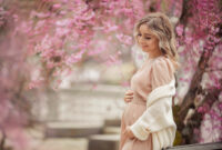 Young beautiful blonde pregnant girl in a