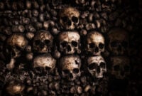 Skulls and bones at Paris catacombs