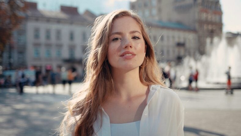 Portrait of pretty young woman with frizzy