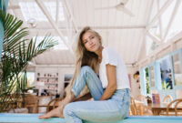 Gorgeous young woman with light hair posing