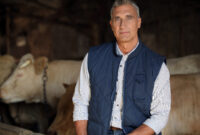 farmer in his cow farm