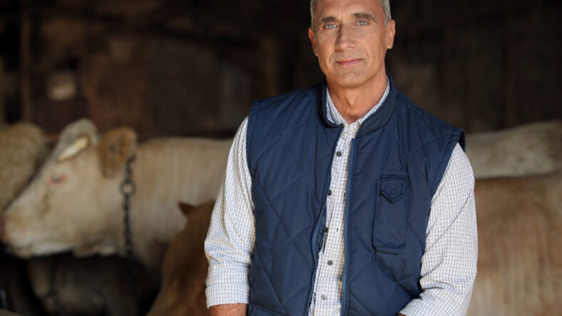 farmer in his cow farm