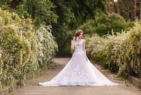 Beautiful redhead Bride in fantastic wedding dress
