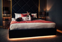 Man lying on the bed in fancy
