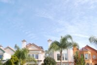California typical suburban street, tropical Oceanside USA.