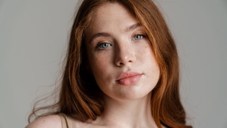 Portrait of a young curvy young white
