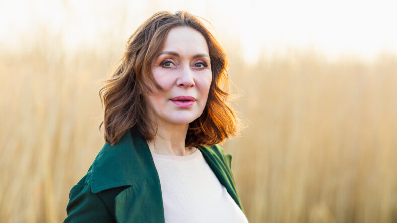 portrait of lovely middle aged woman posing