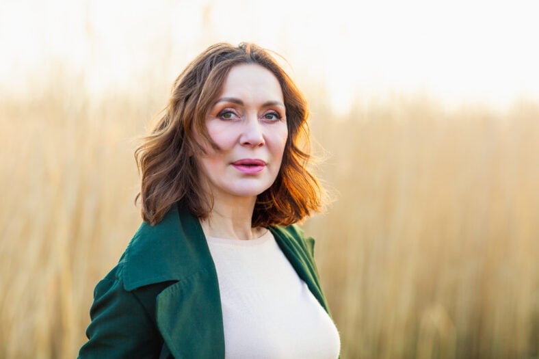 portrait of lovely middle aged woman posing
