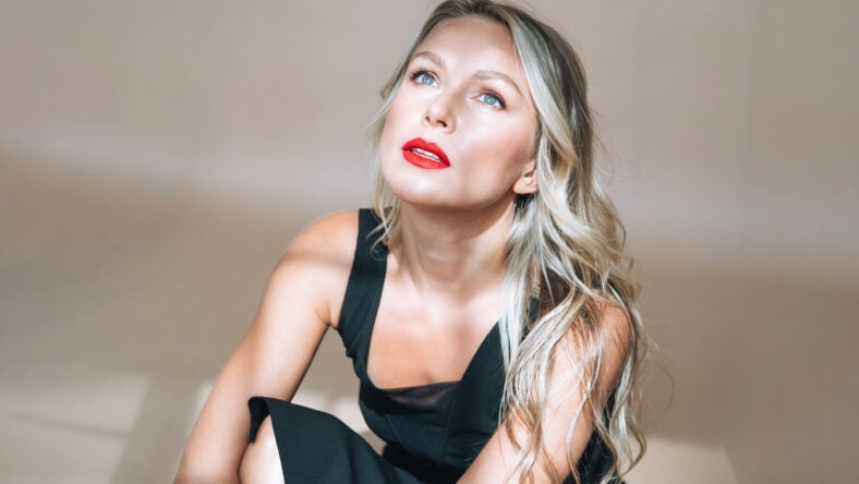 Portrait of gorgeous beautiful blonde young woman