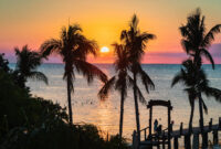 A vibrant sunset over a beach in