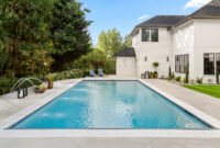 Beautiful home exterior and large swimming pool