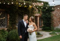 portrait of a young couple of bride