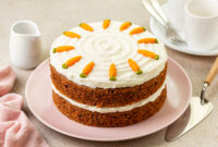 Table with homemade carrot cake made with
