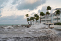 An angry ocean, lashing the shore of