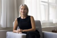 Portrait of beautiful middle-aged woman smile look
