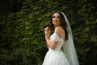 White bride in a wedding dress with