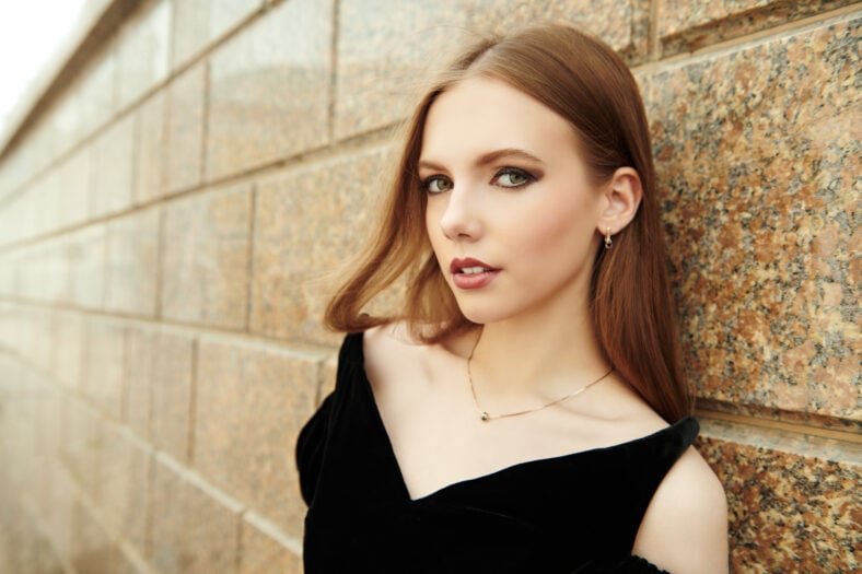 Portrait of a beautiful young girl with