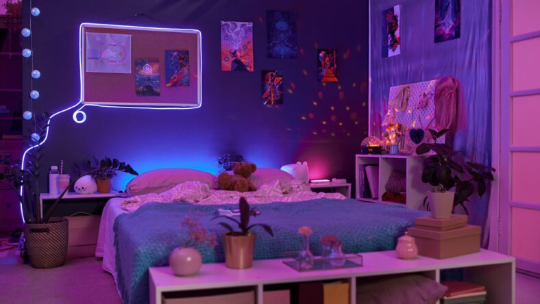 Background image of girls room interior with