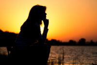silhouette portrait of a beautiful young woman