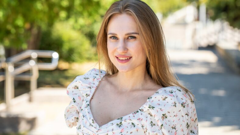 Portrait of a young beautiful blonde girl
