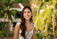 Young woman smiling face outdoors during summer