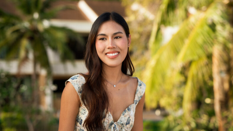 Young woman smiling face outdoors during summer
