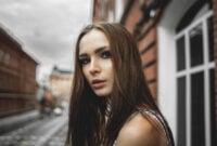 young beautiful woman in summer dress on