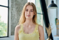 Headshot portrait young beautiful blonde female 18-20