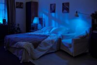 Empty bedroom with unmade bed and armchair