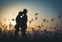 silhouette of Couple in love silhouette during