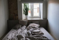 A cozy bedroom interior with a messy