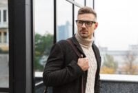 Portrait of stylish man 30s wearing eyeglasses