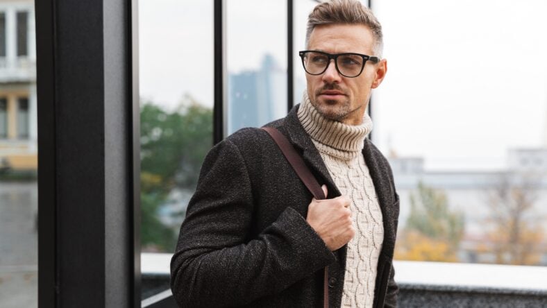 Portrait of stylish man 30s wearing eyeglasses