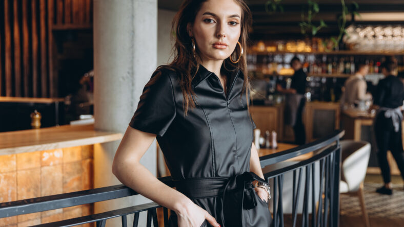 Elegant and glamour woman in restaurant.