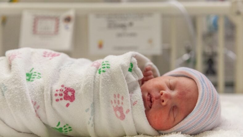 sleeping baby in hospital