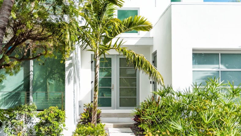 Luxury modern entrance architecture of house in