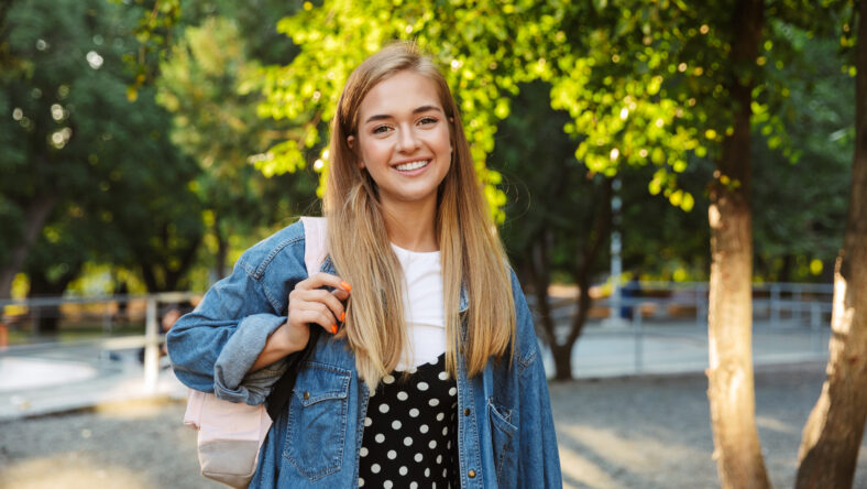 Photo of a happy cheerful young girl