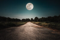 Landscape of night sky and bright full